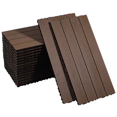 Produktbild von CCLIFE WPC Terrassendielen, Balkon Boden, Terrassenfliesen, Klickfliesen Terrasse, 30x60 cm, Wasserdicht Rutschfest,Braun,CushHom