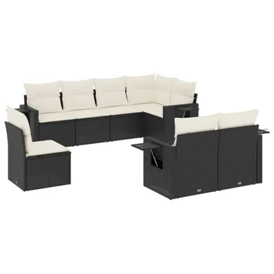 Produktbild von vidaXL 8-tlg. Garten-Sofagarnitur mit Kissen Schwarz Poly Rattan