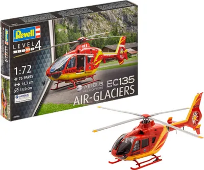 Productafbeelding van Revell modelbouwsset: EC135 reddingshelikopter van Air-Glaciers, met cockpit en Fenestron-rotor