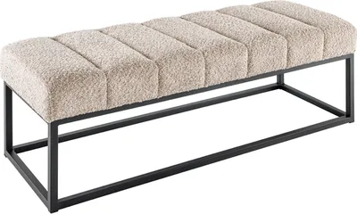 Produktbild von riess-ambiente Design Sitzbank PETIT BEAUTÉ 110cm champagner greige Bouclé schwarzes Metallgestell Polsterbank Bank