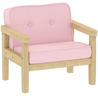 Immagine prodotto di Poltrona per bambini AIYAPLAY, divanetto imbottito con struttura in legno, effetto velluto a coste, rosa