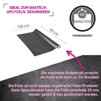 Produktbild von Klebefolie Granit anthrazit - 90x210cm