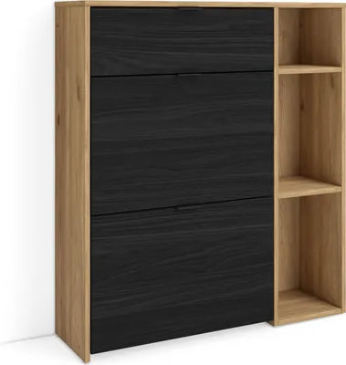 Produktbild von Schuhregal, Schuhschrank, 90x27x102cm, 10 Paar Schuhe, Schuh Organizer, Eiche Schwarz