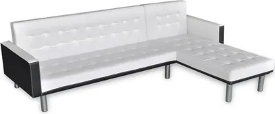 Image de vidaXL Canapé-lit en L en similicuir blanc