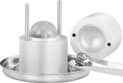 Produktbild von Ice Ball Press Kit, Aircraft Al Alloy Ice Press with Ice Block Mold, Large Mat, Tong, Drip Tray, One Glass, Round Ice Ball Maker 2.4"/60 mm Ice Sphere, for Whiskey, Cocktail on Party & Holiday