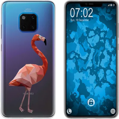 Produktbild von PhoneNatic Case kompatibel mit Huawei Mate 20 Pro Silikon-Hülle Vektor Tiere Flamingo M2