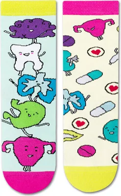 Produktbild von Kindersocken "Lustige Organe", Größe 30-35, bunte Socken mit lustigem Muster