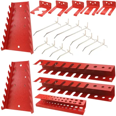 Produktbild von Werkzeughalter 22-teilig - Schlüsselhalter/Schraubendreherhalter/Bithalter - Robuste Zubehörkit - Hochwertig pulverbeschichteter Stahl - Professionelle Organisation - Werkzeugwand