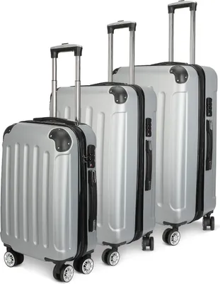 Produktbild von Kofferset - 3-teiliges Hartschalen Trolley Set - ABS - TSA-Schloss - 360° Spinner-Rollen - 50/61/71 cm - Grau