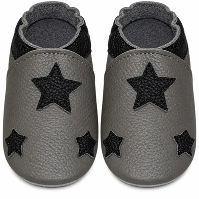 Produktbild von YIHAKIDS Krabbelschuhe Babyhausschuhe, Dunkelgrau Stern 12-18 Monate