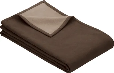 Produktbild von Ibena Bio Baumwolldecke Stockholm 140x200cm - Kuscheldecke dunkelbraun/braun zweifarbig, Wolldecke, Sofadecke kuschelweich