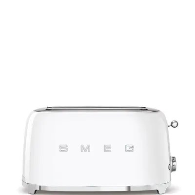 Produktbild von SMEG Langschlitztoaster mit Brötchenaufsatz 2 Scheiben Hochglanz, 2 lange Schlitze, für 2 Scheiben, 1500,00 W, Auftauen, Rösten, Stopp - Weiß