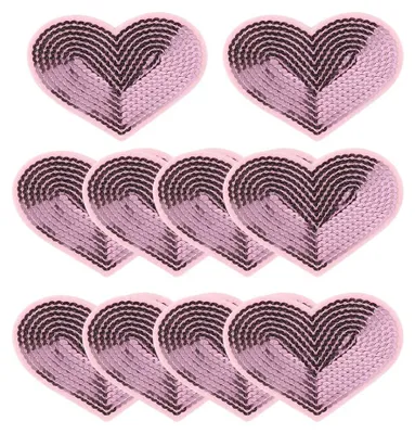 Produktbild von 10 Stück Herzförmige Strijkpatches - Rosa mit Pailletten - T01-EU-2664