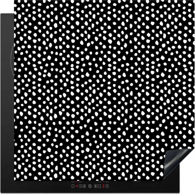Produktbild von KitchenYeah© Herdabdeckplatte Schwarz - Weiß - Muster - Polka dots , 78x78cm, Küche Deko, Glaskeramikkochfeld Herdabdeckung, Abdeckplatte fùr Kochfeld