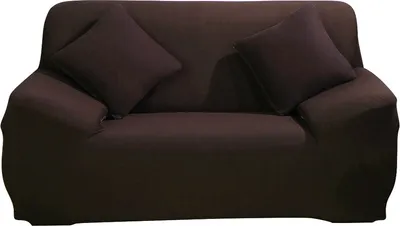 Produktbild von ele ELEOPTION Sofahusse Stretchhusse Sofabezug Polyester Rippstrick (Dunkelbraun, 2 Sitzer für Sofalänge140-185cm)
