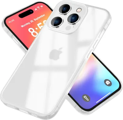 Image de Étui mat NALIA pour iPhone 16 Pro – Bordure en TPU résistante aux chocs et semi-transparente – FUZION (étui anti-traces de doigts) – Marque berlinoise – Blanc