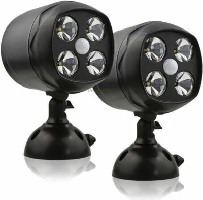 Produktbild von 2 balení 4 LED vodotěsné PIR pohybové čidlo reflektor venkovní bezpečnostní osvětlení