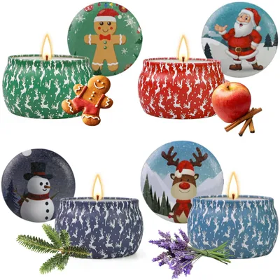 Duftkerzen-Set 4er-Pack, Sojawachs, Aromatherapie, Weihnachtsgeschenk