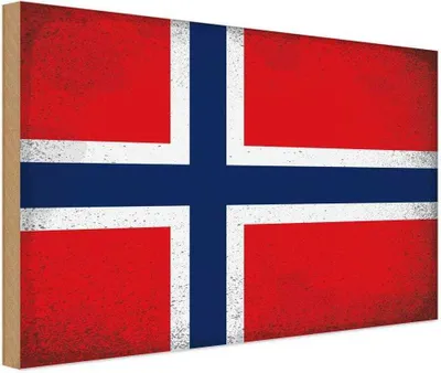 Produktbild von vianmo Holzschild 12x18 cm Norwegen Norway Vintage Flagge Fahne Wappen
