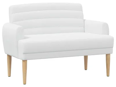 Image de vidaXL Canapé deux places avec boutons capitonnés, blanc, 116 x 67 x 80 cm, tissu