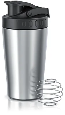 Produktbild von Arendo - Eiweiß Shaker Edelstahl 500ml – Protein Shaker mit Mixkugel - BPA frei – Mixbecher – Metall Premium Eiweißshaker – Tragegriff – spülmaschinengeeignet - to Go für Yoga Fitness Sport