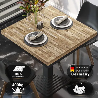 Produktbild von MASSIV-STEEL | Bistro Massivtischplatte | 70x70cm | Eiche | Gastro Massivtischplatte