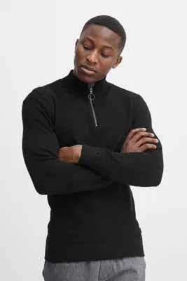 Produktbild von CASUAL FRIDAY CFKarlo Herren Strickpullover Troyer Feinstrick Pullover mit Stehkragen und Reißverschluss