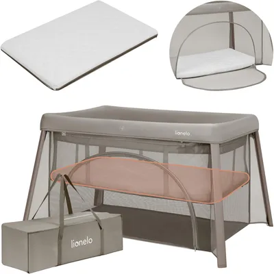Produktbild von Lionelo Mila Reisebett 2in1 klappbar mit Matratze und Tragetasche - Beige Taupe