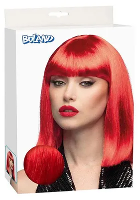 Produktbild von Boland Perücke neonrot - Damenperücke glatt schulterlang Disco Party