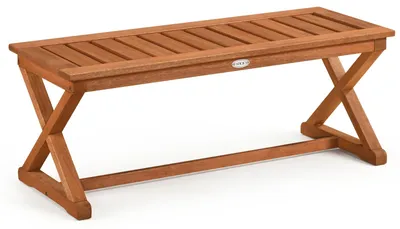 Produktbild von COSTWAY Gartenbank 2 Sitzer wetterfest, Sitzbank ohne Lehne, Holzbank, Balkonbank aus Hartholz, Flurbank bis 200kg belastbar, Blumenbank 110x42x43cm