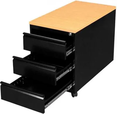 Produktbild von Büro Rollcontainer Bürocontainer 3 Schubladen  62x46x79cm Schwarz/Buche 505801