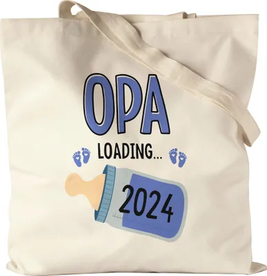 Produktbild von Opa Loading 2024 Jutebeutel Geschenk Werdende Großväter Babynews mit Ladebalken Schwangerschaft Geschenkidee