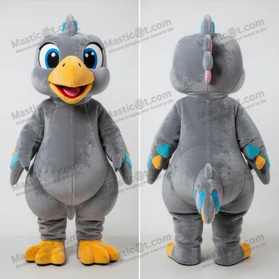 Image de Mascotte MASTICOT archéoptéryx à plumes grises
