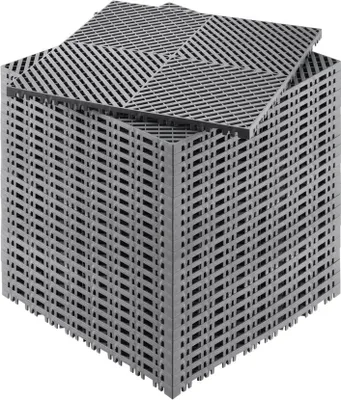 Zdjęcie produktu dla 24 x Mata drenażowa do garażu - Blokujące płytki podłogowe 415x415 mm - Wytrzymałe płytki drenażowe do garażu