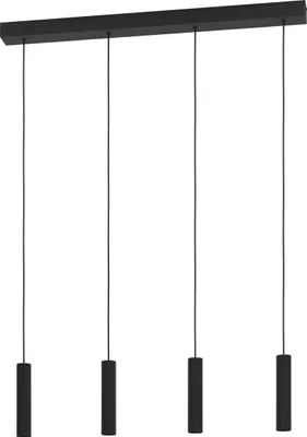Image de Lampe suspendue EGLO Almudaina, suspension pour table à manger à 4 ampoules, lampe de salle à manger en métal noir, suspension à lumière blanc chaud, 84 cm