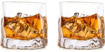Productafbeelding van Whiskyglazen set, 2 stuks, 250 ml, schuin model, met facetten, helder glas