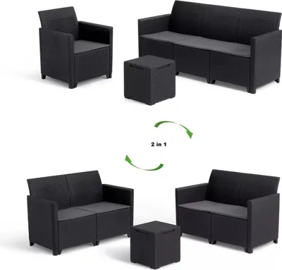Produktbild von Sofa Marie Polyrattan, schwarz