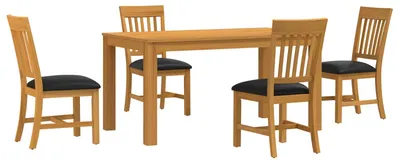 Produktbild von Essgruppe 5 stk. Schwarz Massivholz Eiche