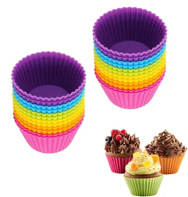 Immagine prodotto di Solidchoice - Stampi in silicone riutilizzabili per muffin e cupcakes (24 pezzi)