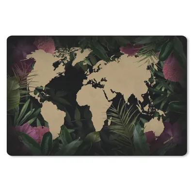 Produktbild von MuchoWow® Mauspad Mousepad Weltkarte - Blumen - Blätter 27x18 cm - Mousepads - Maus Mat - Pad - Mausunterlage - Büroartikel - Desk Matten