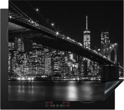 Produktbild von KitchenYeah© Herdabdeckplatte New York - Brooklyn - Brücke , 57x51cm, Küche Deko, Glaskeramikkochfeld Herdabdeckung, Abdeckplatte fùr Kochfeld