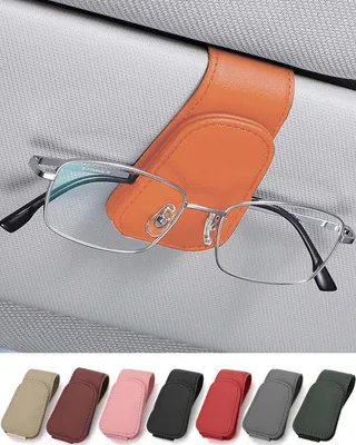 Produktbild von Famanu Brillenhalter für Auto-Sonnenblende - Magnetischer Brillenclip mit Kartenfach, orange