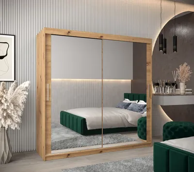 Produktbild von Schwebetürenschrank mit einer Breite von 200 cm TIMEA 3 – Eiche Artisan