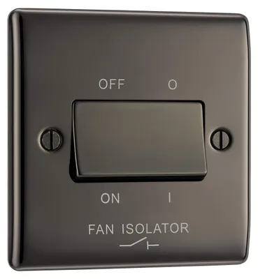 TP Ventilator-Trennschalter, Wippschalter, Wandmontage, Schwarz Nickel