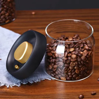 Produktbild von Vorratsgläser mit Deckel Vakuumierbare Vorratsdose kaffeedose 500ml Küche luftdicht Aufbewahrungsgläser,schwarzes Gold
