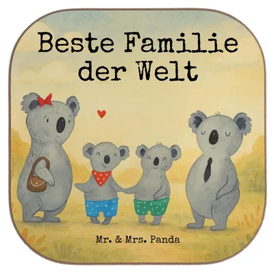 Produktbild von Mr. & Mrs. Panda Holzuntersetzer Koala Familie zwei Design - Weiß - Geschenk, Untersetzer Gläser, Koalabär, Getränkeuntersetzer, für, gläseruntersetzer, Muttertag, Tasse