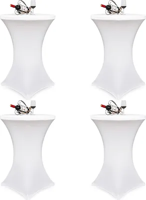 Obrázek produktu pro 4 kusy Barový stůl Kryty Barový stůl Elastan Stretch ubrus, pro Bistro stůl Ø 80-85 cm, pro kulatý stůl Svatební narozeninová párty Banquet stolní dekorace (80x110 cm, bílá)