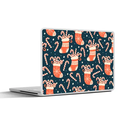 Produktbild von MuchoWow® Laptop Aufkleber Sticker Cover Socken - Süßigkeiten - Weihnachten - Schnittmuster 30x21 cm - Sticker für Laptop - Selbstklebend