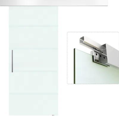 Produktbild von HOMCOM Szklane drzwi przesuwne Drzwi przesuwne Drzwi pokojowe z uchwytem jednostronnie satynowane z listwami 900 x 2050 mm