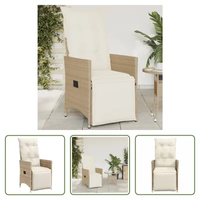 Produktbild von The Living Store Gartensessel mit Kissen Verstellbar Beige Poly Rattan